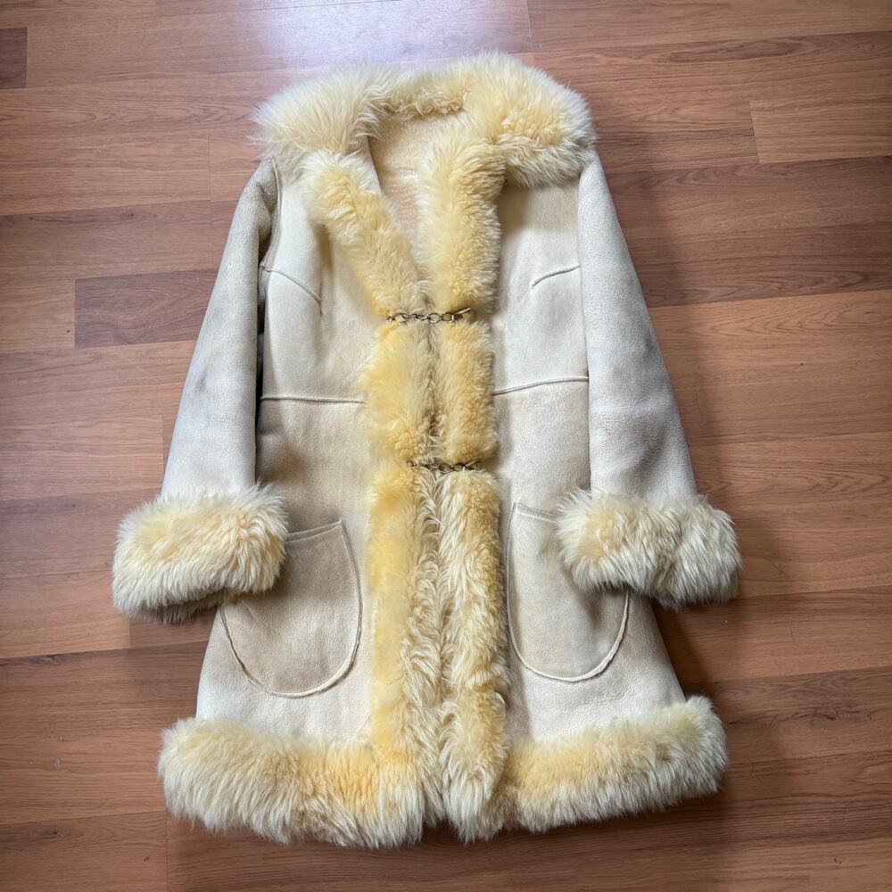 Women's Vintage 1970's Lawrence Shearling Lambskin Suede Fur Jacket Sz Small